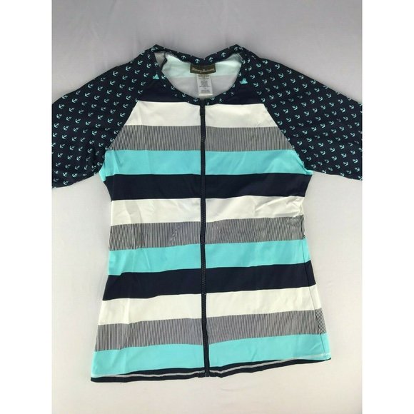 TOMMY BAHAMA Swimsuit Rash Guard Shirt Full Zip M - Picture 4 of 9